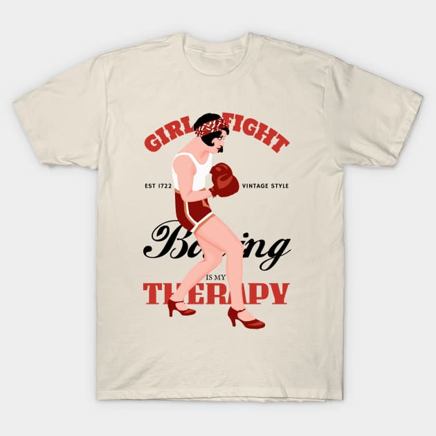 Boxing Girl Fight Vintage Style T-Shirt by KewaleeTee